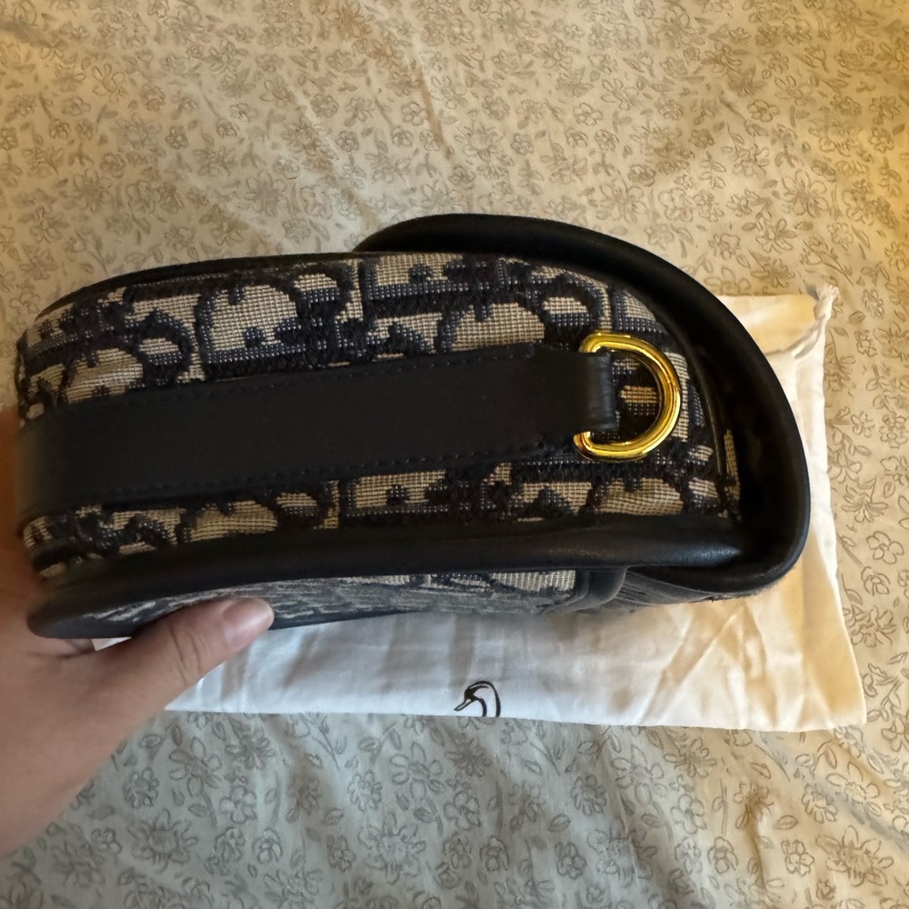 Designer-inspired saddle shape monogram crossbody… - image 3